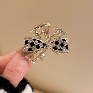 Oil Drip Diamond Bow Hair Clip Silver - One Size