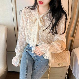 Flare-cuff Lace Blouse / Lace Shirt