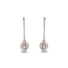 Simple Plated Gold Rose Earrings With White Austrian Element Crystal