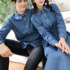 Couple Matching Long-sleeve Denim A-line Dress / Shirt