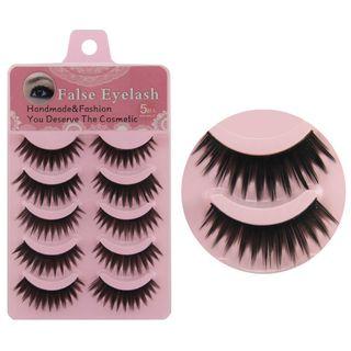 5-pair Set: False Eyelashes Black - One Size