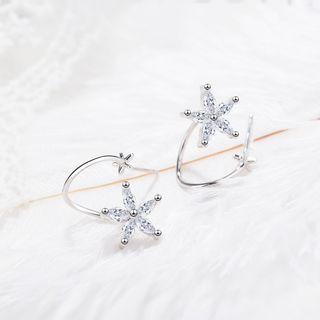 Rhinestone Flower Earring 1 Pair - As Shown In Figure - One Size