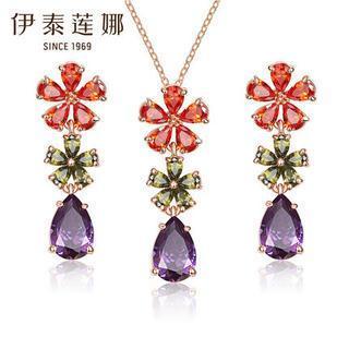 Set: Swarovski Elements Crystal Necklace + Drop Earrings