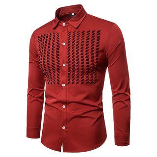 Cutout Mesh Panel Long-sleeve Shirt