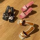 Block-heel Cow-printed Mules
