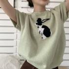 Short-sleeve Cartoon Rabbit Knit Top