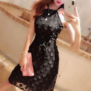 Dotted Halter-neck A-line Dress