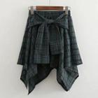 Plaid Asymmetric Mini Skirt