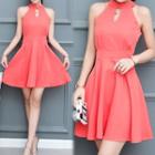 Cut Out Front Sleeveless A-line Dress