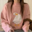 Cartoon Duck Embroidered Sweater