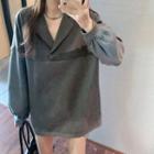 Puff-sleeve Lapel Collar Pullover
