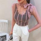 Tie-neck See-through Lace Top
