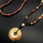 Wooden Beaded Pendent Necklace