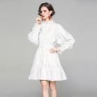 Long-sleeve Pointelle A-line Dress