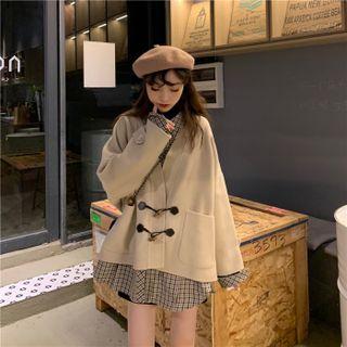 V-neck Toggle Jacket / Plaid Shirt