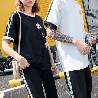 Couple Matching Piped Short-sleeve T-shirt / Pants