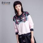 Floral Print Color Panel Pullover