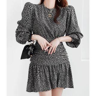 Ruffle-hem Leopard Dress
