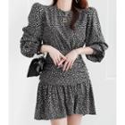 Ruffle-hem Leopard Dress