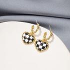 Heart Drop Earring 1 Pair - E4635 - Gold & Black & White - One Size