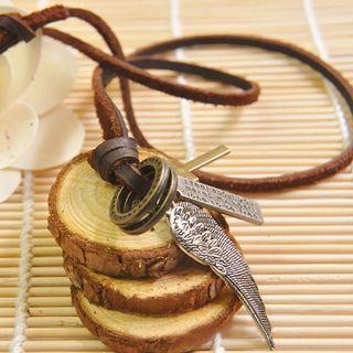Angel Wing Pendant Necklace Brown - One Size
