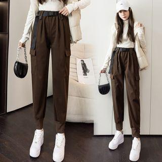 High-waist Woolen Cargo Pants