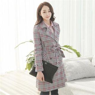 Plaid Trench Coat With Belt