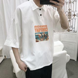 Couple Matching 3/4-sleeve Print Shirt