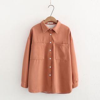 Pocketed Fleece-lined Button Jacket