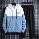 Set: Two-tone Lettering Hoodie + Jogger Pants