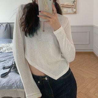 Crop Long-sleeve T-shirt White - One Size
