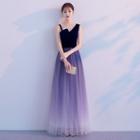 Sleeveless A-line Midi Cocktail Dress / Sleeveless A-line Evening Gown