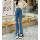 High Waist Beaded Bootcut Jeans