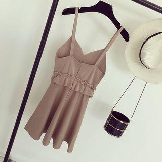 Strappy Ruffle Trim A-line Dress