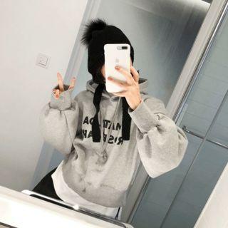 Printed Wide-band Hem Hoodie