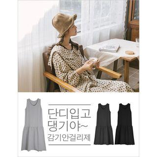 Round-neck Pleated Tank Dress