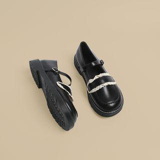Lace Trim Flat Mary Jane Shoes