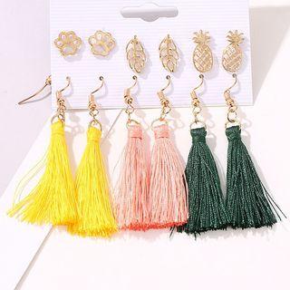 6 Pair Set: Alloy / Tassel Earring (assorted Designs) 01 - 11705 - Set - Gold - One Size