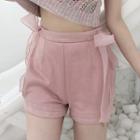 Cropped Short-sleeve Knitted Top / High Waist Shorts