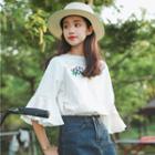 Embroidered Flared Short-sleeve T-shirt