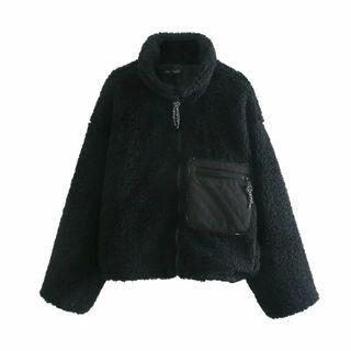 Stand-collar Fleece Pocket Coat