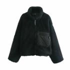 Stand-collar Fleece Pocket Coat