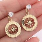 925 Sterling Silver Cz Star Drop Earring 1 Pair - Gold - One Size