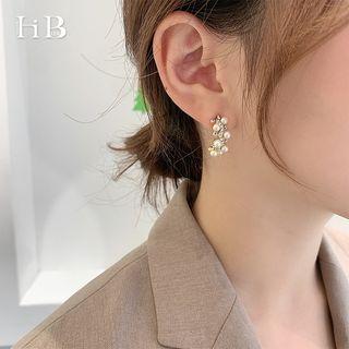 Faux Pearl & Rhinestone Drop Earring 1 Pair - As Shown In Figure - One Size