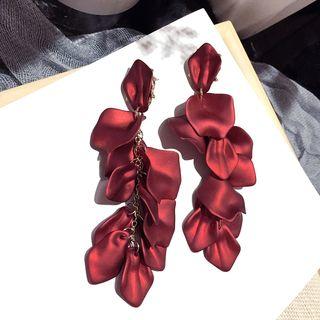 Petal Dangle Earring 1 Pair - Silver Earrings - Red - One Size