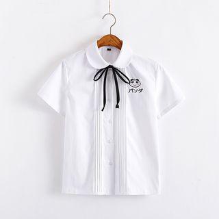 Panda Embroidered Short-sleeve Shirt
