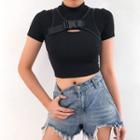 Mock-neck Short-sleeve Crop T-shirt