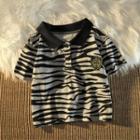 Zebra Print Cropped Polo Shirt