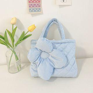 Flower Accent Quilted Handbag