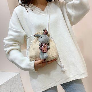 Furry Rabbit Crossbody Bucket Bag